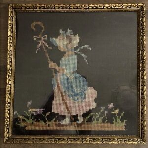 Cross-stitch Little Bo Peep~Framed VTG